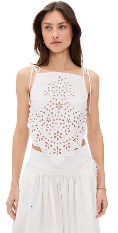 Self Portrait White Cotton Embroidered Top White