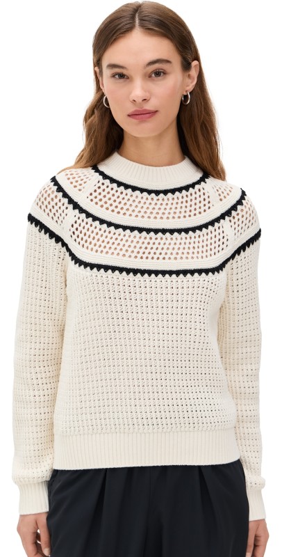 Varley Padbury Pointelle Knit Sweater Egret