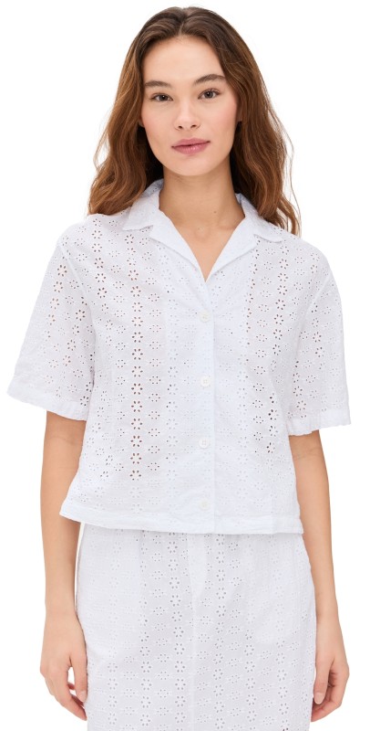 Stateside Eyelit Camp Shirt White