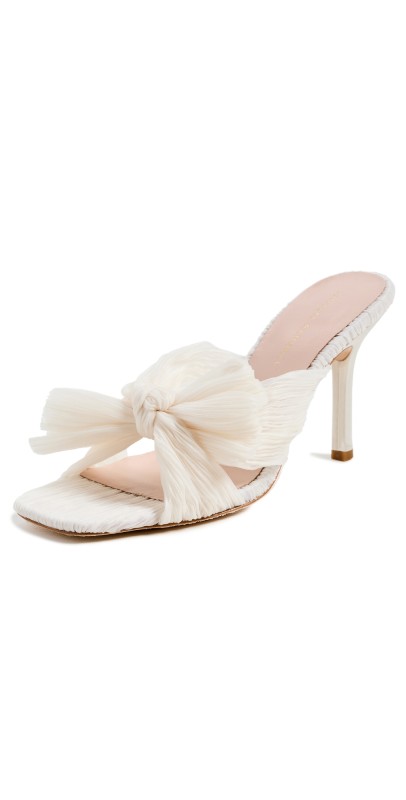 Loeffler Randall Claudia Pleated Skinny Heel Mules Pearl