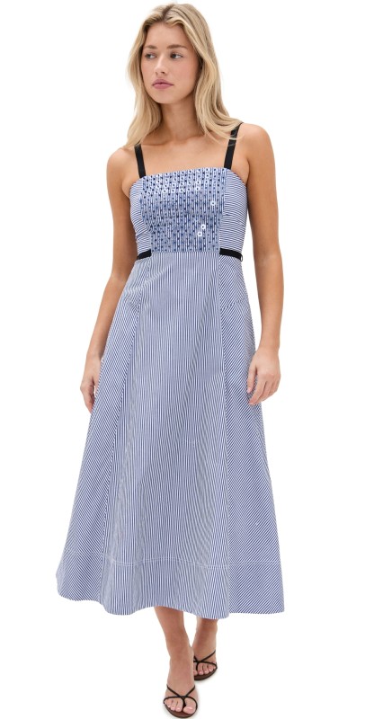 Tanya Taylor Tavira Dress BLUE/OPTIC WHITE
