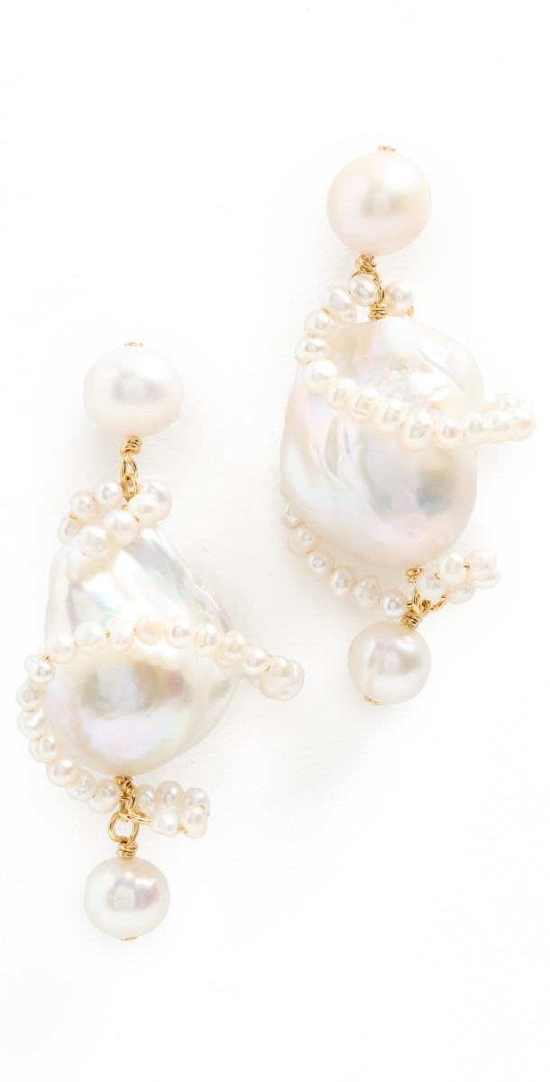 Completedworks Carvings Pearl Earrings 18k Gold Plated