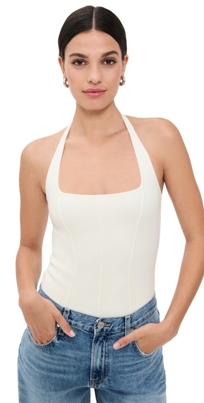 Fleur du Mal Sofia Thong Bodysuit Ivory