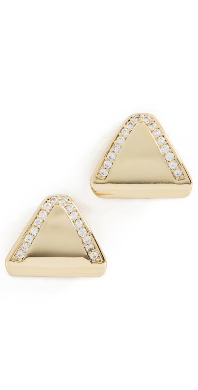 Luv Aj Pave Shield Studs Gold
