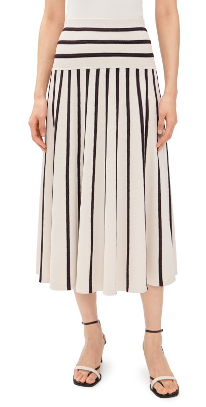 Zimmermann Illuminate Stripe Midi Skirt Cream/Chocolate
