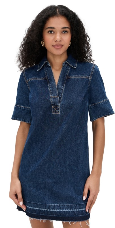 Veronica Beard Jean Felice Dress Let Down Hem Stoned Bright Blue