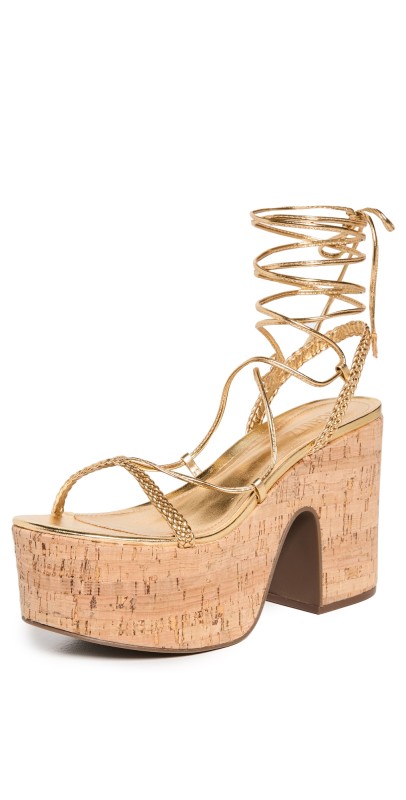 Schutz Maxima Cutout Sandals Ouro Claro Orch