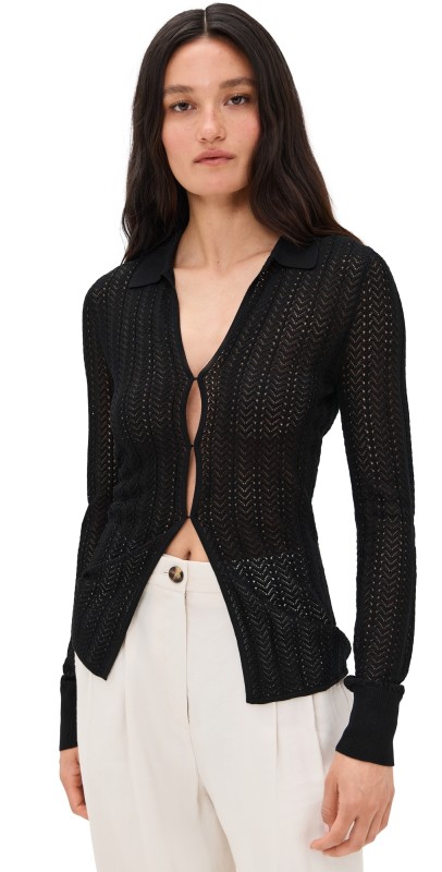 St. Agni Textured Knit Shirt Black