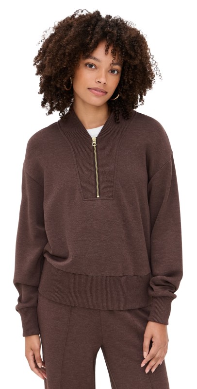 Varley Sally Half Zip Sweatshirt Coffee Bean Marl