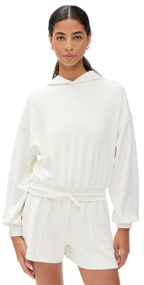 Sweaty Betty Sand Wash Cloudweight Crop Hoodie Lily White