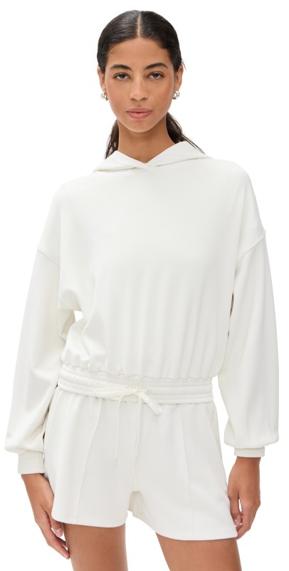 Sweaty Betty Sand Wash Cloudweight Crop Hoodie Lily White