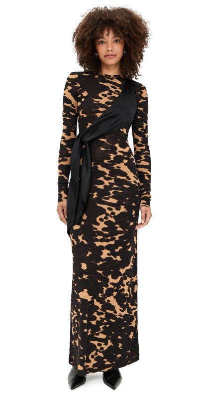 Nanushka Yura Dress Midnight Mocha Apricot/Black