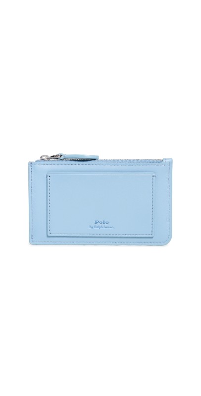 Polo Ralph Lauren Leather Traveler Bear Zip Card Case Small Faded Denim