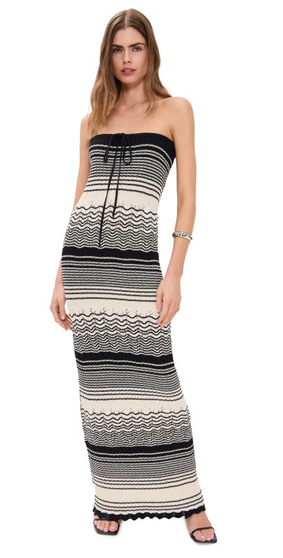 ALOHAS Olenka Ecru Tricot Dress Black/White