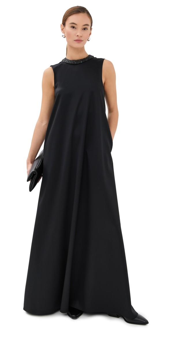 TWP Capitol Crystal Collar Dress Black