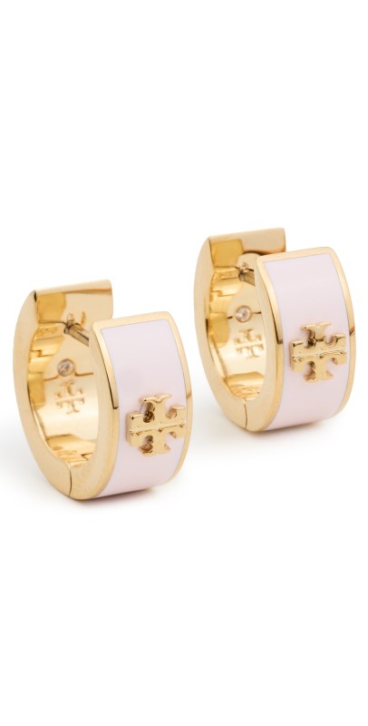 Tory Burch Kira Huggie Earrings Tory Gold/Pink Snow
