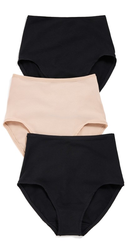 Natori Natori Bliss Bare Cotton High Waist Briefs 3-Pack Black/Black/Café