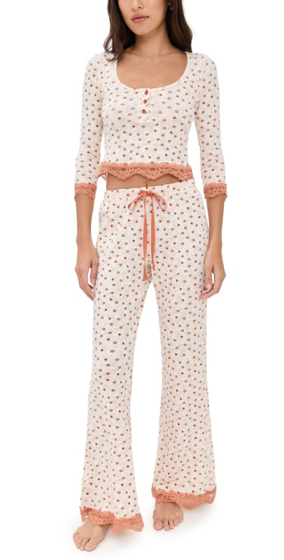Free People Stolen Dance Sleep Set Cream Combo