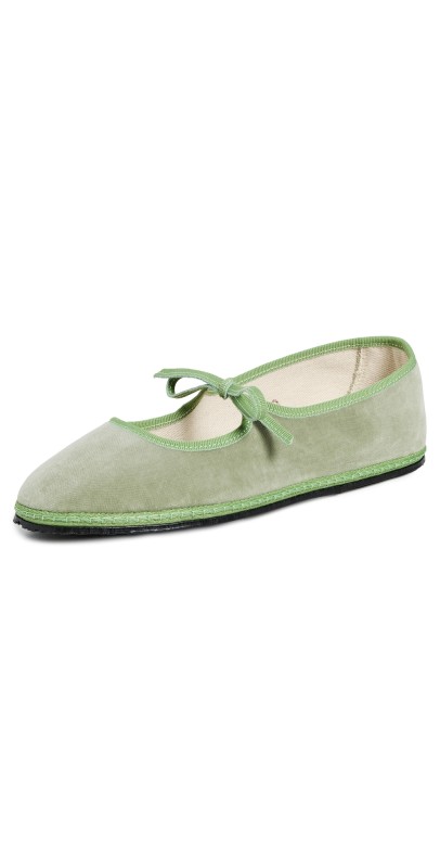 ViBi VENEZiA Mary Jane Velvet Brigitte Flats Salvia