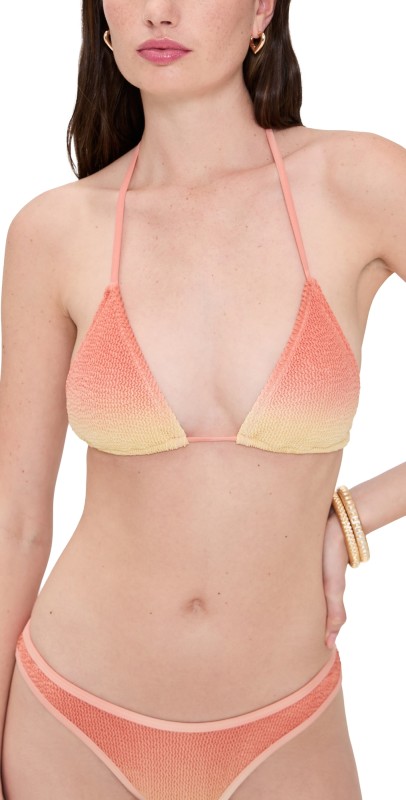Good American Always Fits Triangle Bikini Top Peach Ring