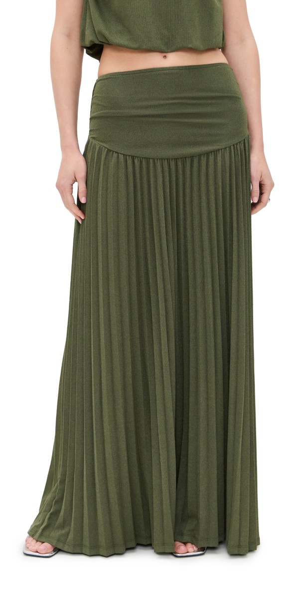 Lioness Field of Dreams Maxi Skirt Olive
