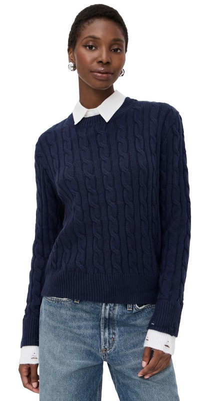 Lioness Coastal Cable Knit Pullover Navy