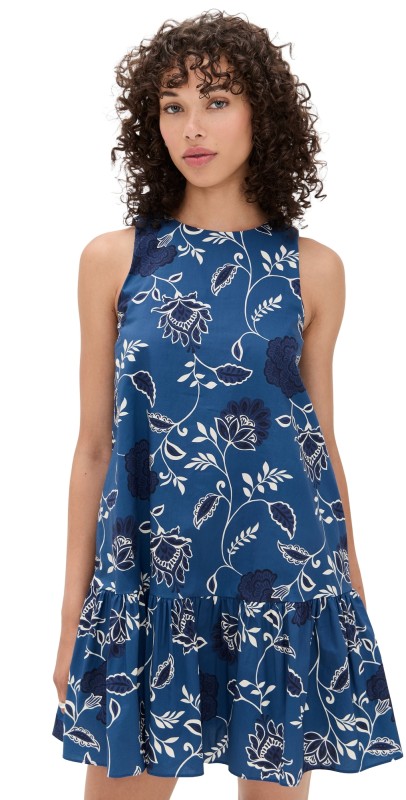 Tanya Taylor Jessie Dress French Blue/Cream