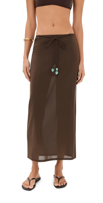 STAUD Milena Skirt Dark Chocolate