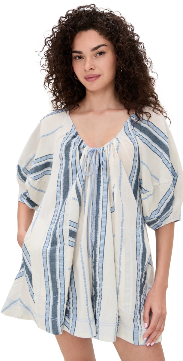 Free People Bop Around Romper Seaside Stripe
