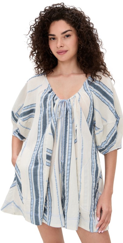 Free People Bop Around Romper Seaside Stripe