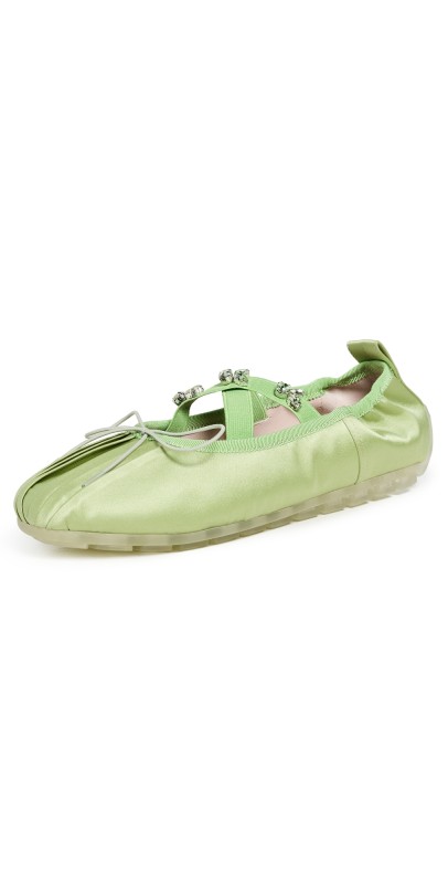 Simone Rocha Embellished Ballerina Grip Flats Matcha/Mint