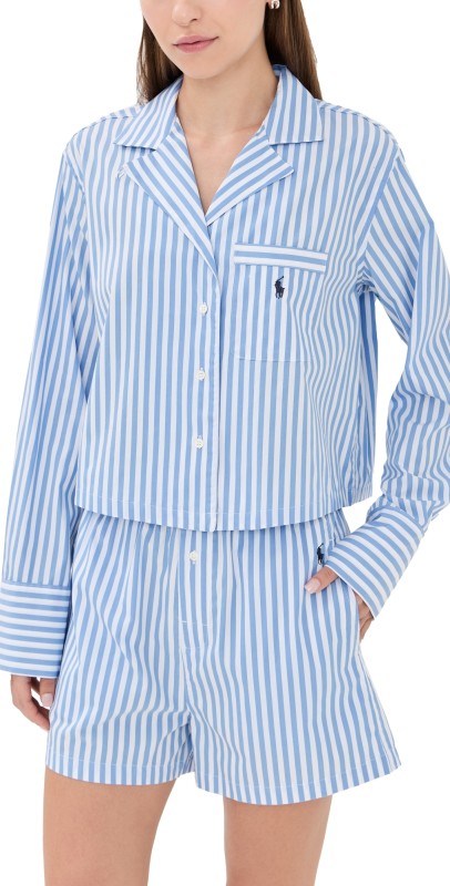 Polo Ralph Lauren Crop and Boxer Pajama Set White Cloud x Hydrangea