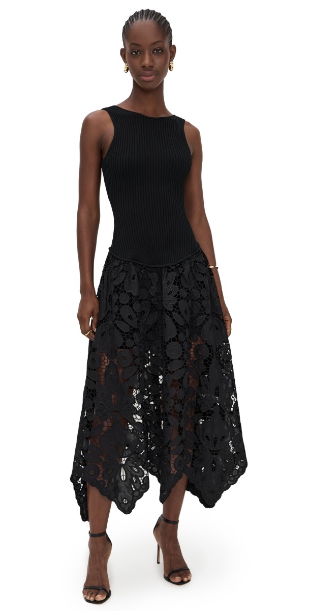 Aje Atlas Knit Midi Dress Black