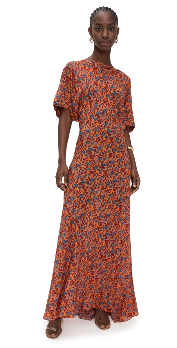 Eywasouls Malibu Grace Silk Dress Burnt Blaze