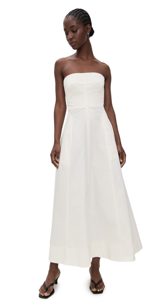 St. Agni Sculpted Cotton Strapless Dress Milk
