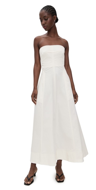 St. Agni Sculpted Cotton Strapless Dress Milk