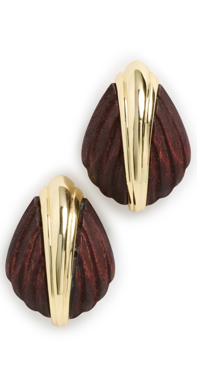 Ronny Kobo Aster Earrings in Dark Wood Dark Wood