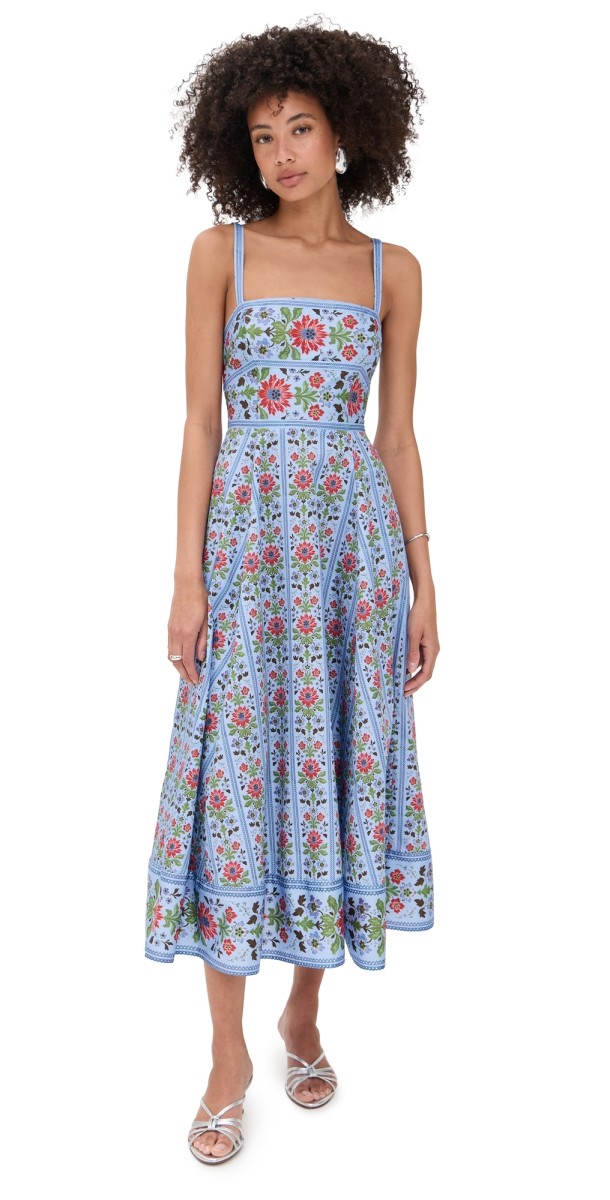 Hill House Home The Margot Dress Floral Block Stripe/Blue Multi