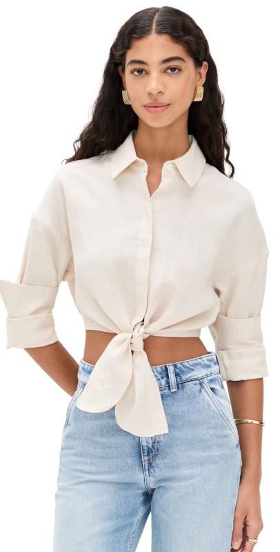 STAUD Lisa Linen Top Natural