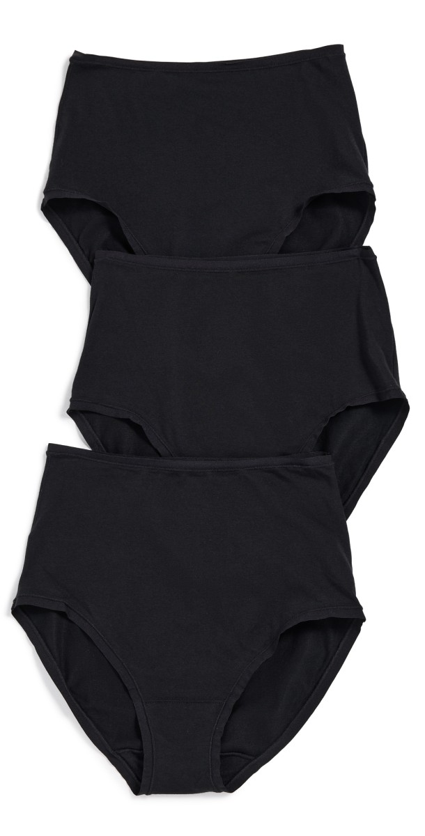 Natori Bliss Bare Cotton High Waist Briefs 3-Pack Black