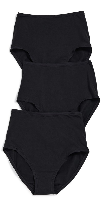 Natori Bliss Bare Cotton High Waist Briefs 3-Pack Black