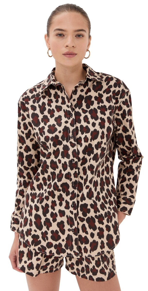 LE BOP Cecilla Button Down Leopard