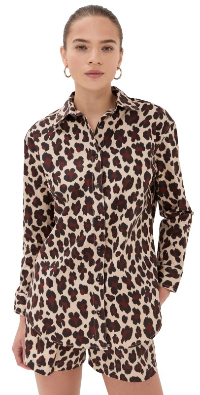 LE BOP Cecilla Button Down Leopard
