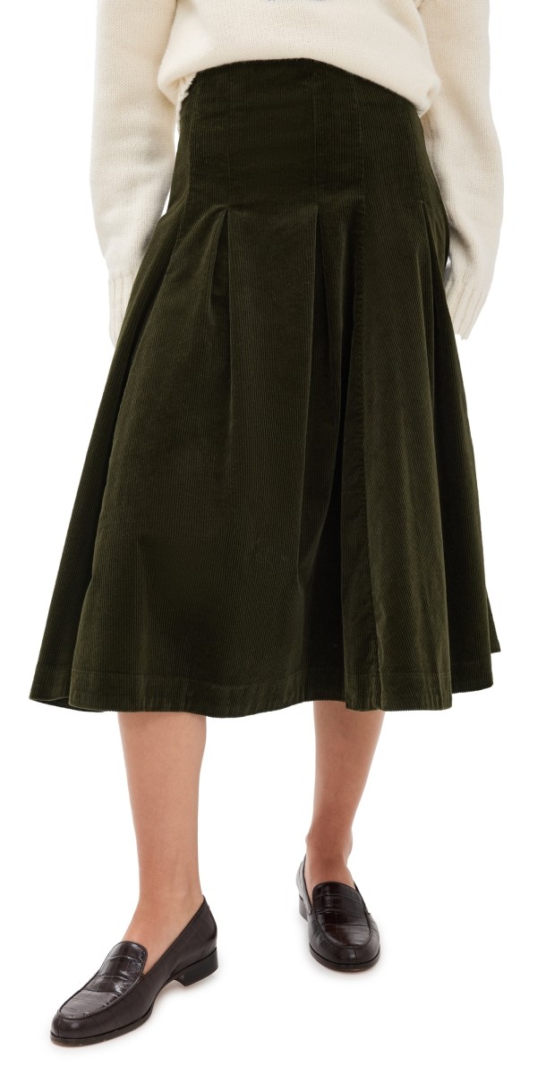 Polo Ralph Lauren Wale Corduroy A Line Skirt Olive