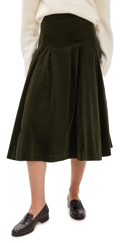 Polo Ralph Lauren Wale Corduroy A Line Skirt Olive