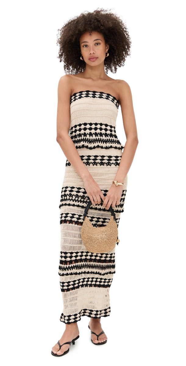 Line & Dot Muse Crochet Dress Ecru/Black