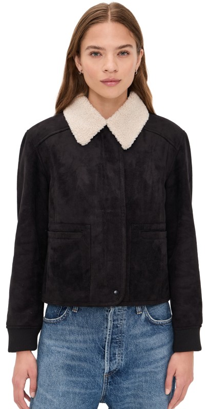 Velvet Juno Faux Suede Jacket Black/Cream