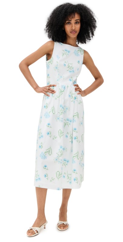 WAYF Elara Midi Dress Ivory Daisy