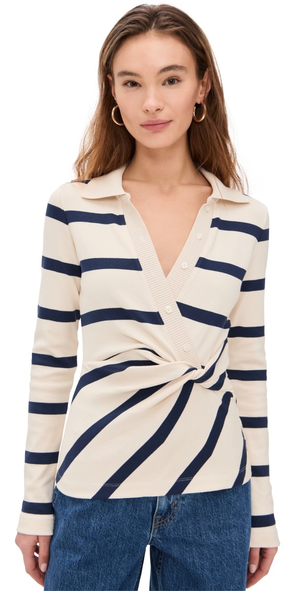 Tanya Taylor Ellicot Top Cream/Maritime Blue Wide Stripe