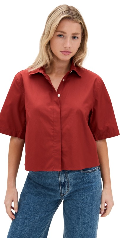 Vince Cropped Shirt Brick Rose